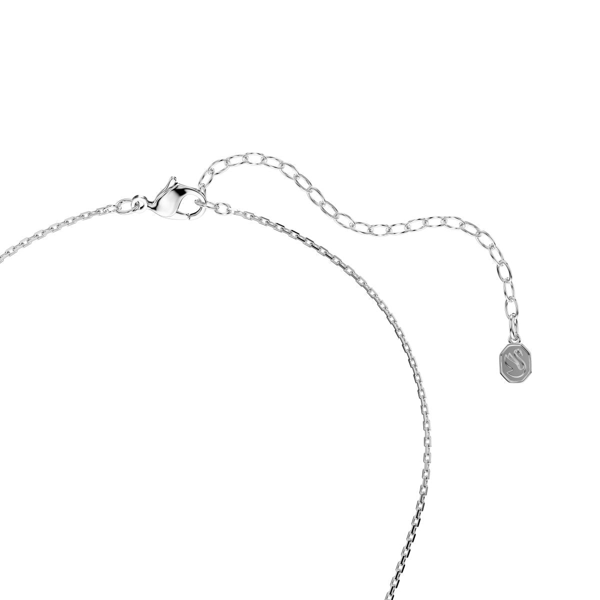 Constella pendant Round cut, Dancing stone, White, Rhodium plated
