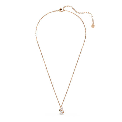Swan pendant Mixed cuts, Swan, White, Rose gold-tone plated
