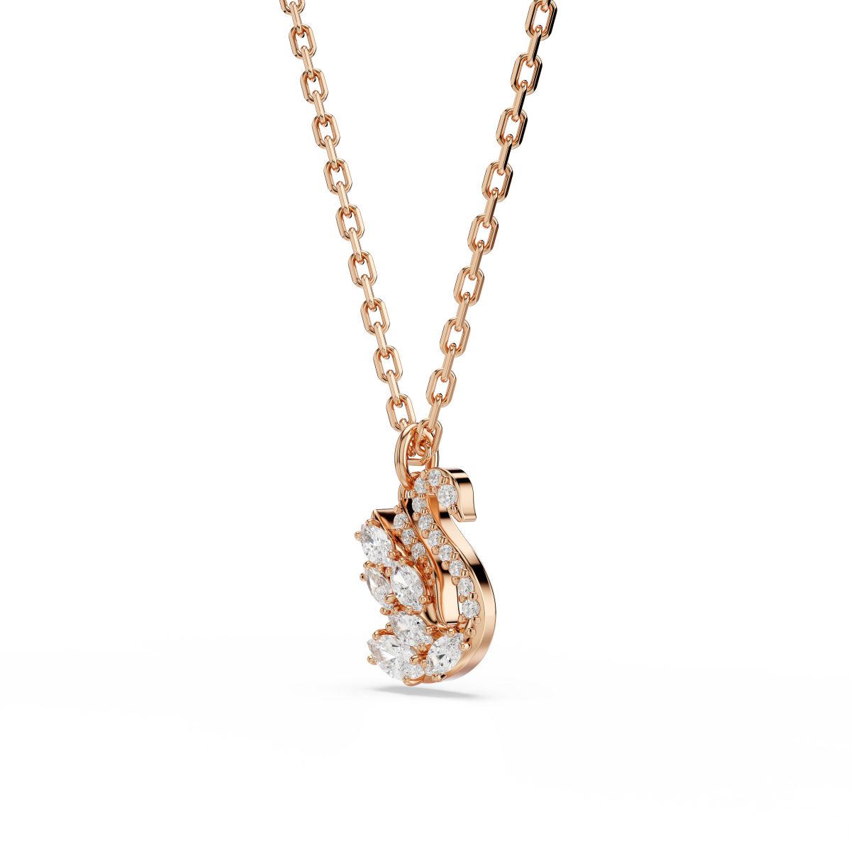 Swan pendant Mixed cuts, Swan, White, Rose gold-tone plated
