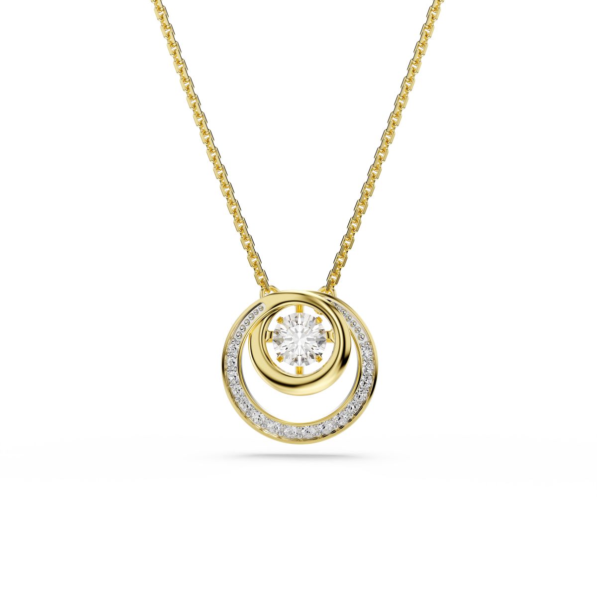 Hyperbola pendant Round cut, White, Gold-tone plated