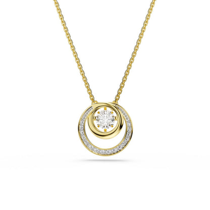 Hyperbola pendant Round cut, White, Gold-tone plated