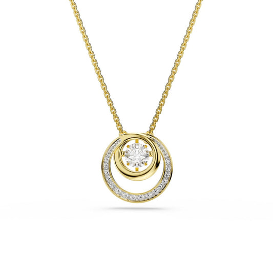 Hyperbola pendant Round cut, White, Gold-tone plated