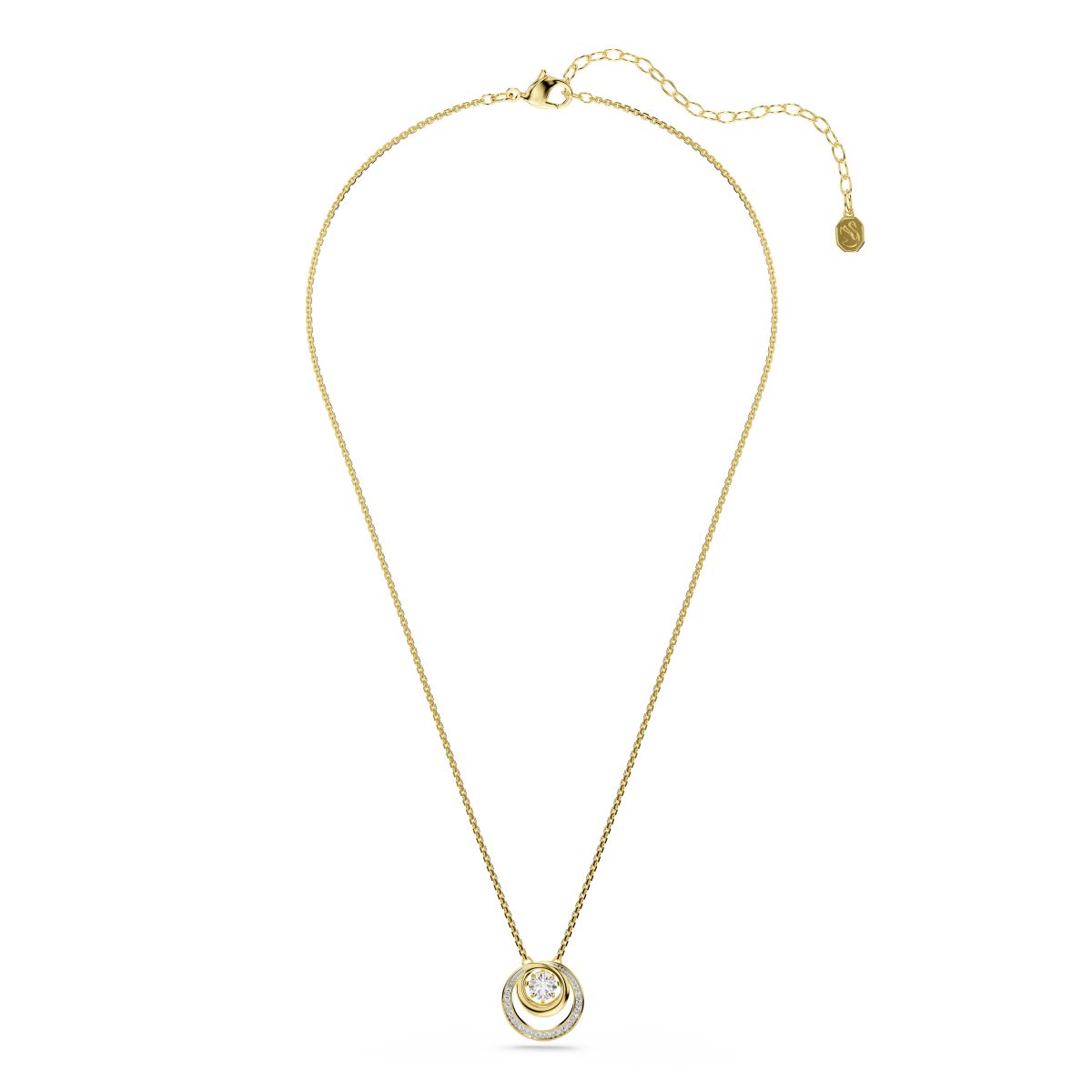 Hyperbola pendant Round cut, White, Gold-tone plated