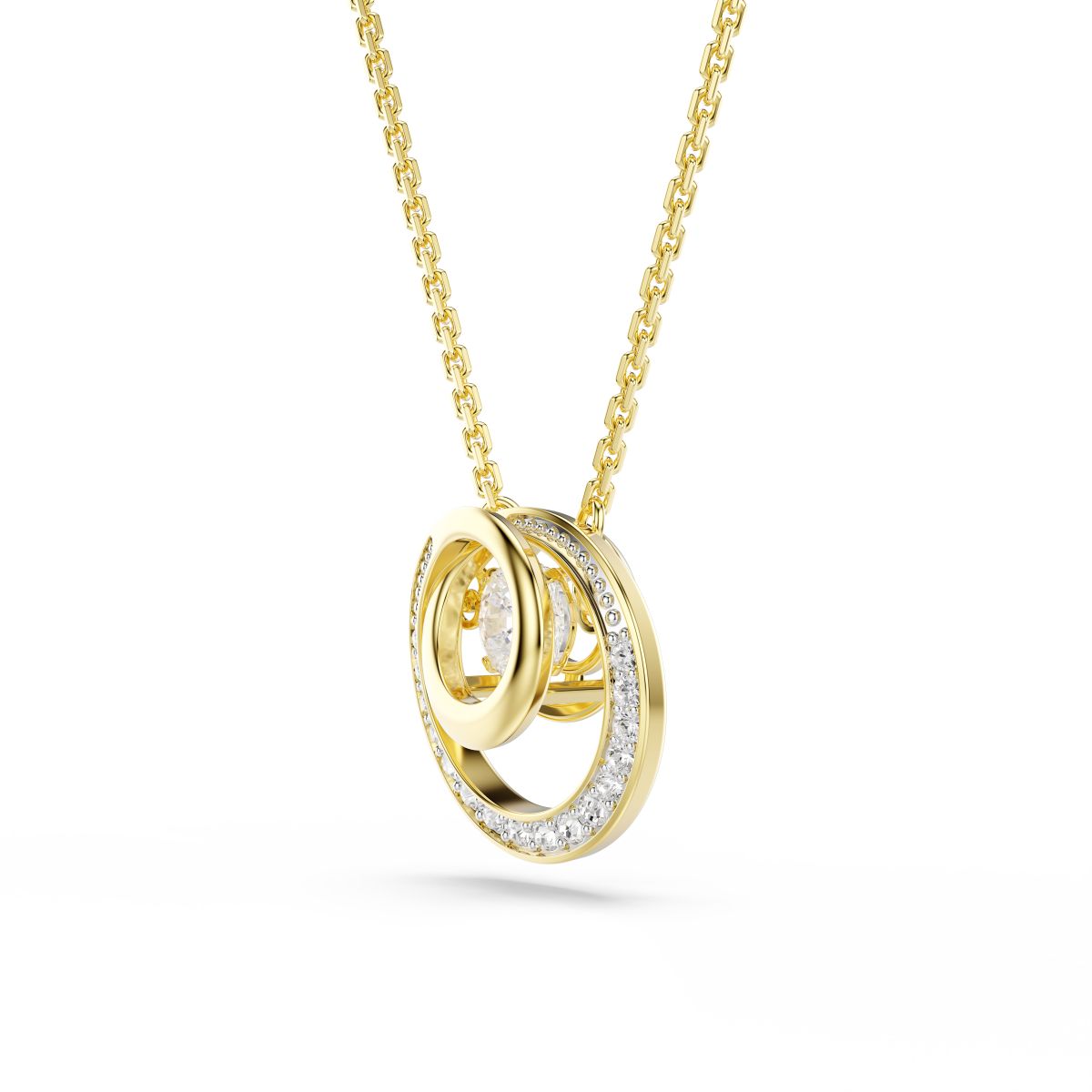Hyperbola pendant Round cut, White, Gold-tone plated