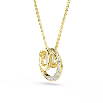 Hyperbola pendant Round cut, White, Gold-tone plated