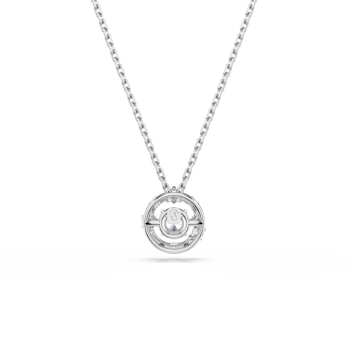 Constella pendant Round cut, Dancing stone, White, Rhodium plated