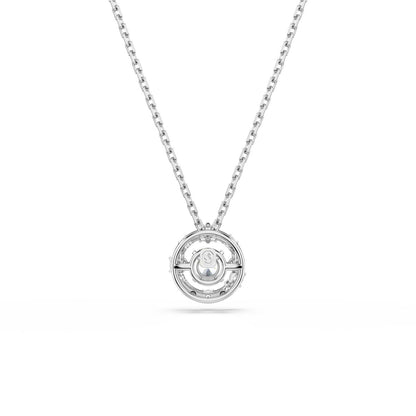 Constella pendant Round cut, Dancing stone, White, Rhodium plated