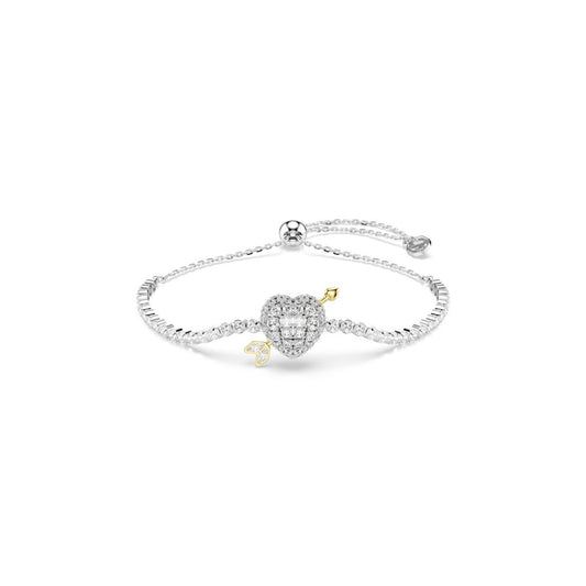 Idyllia bracelet Mixed cuts, Heart with arrow, White, Rhodium plated