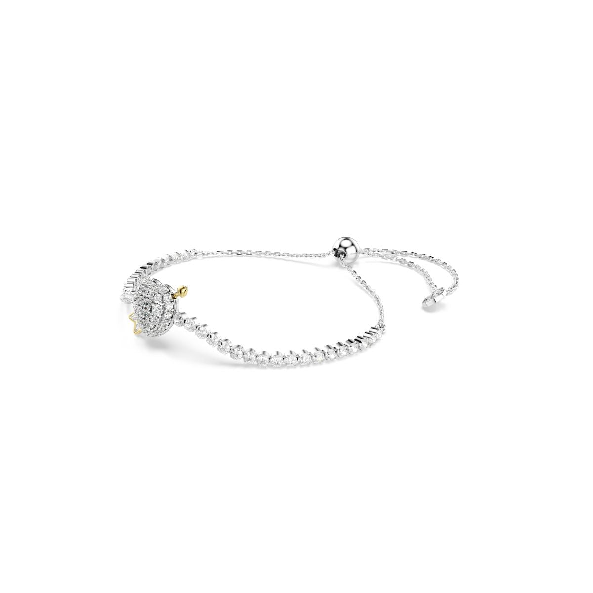 Idyllia bracelet Mixed cuts, Heart with arrow, White, Rhodium plated