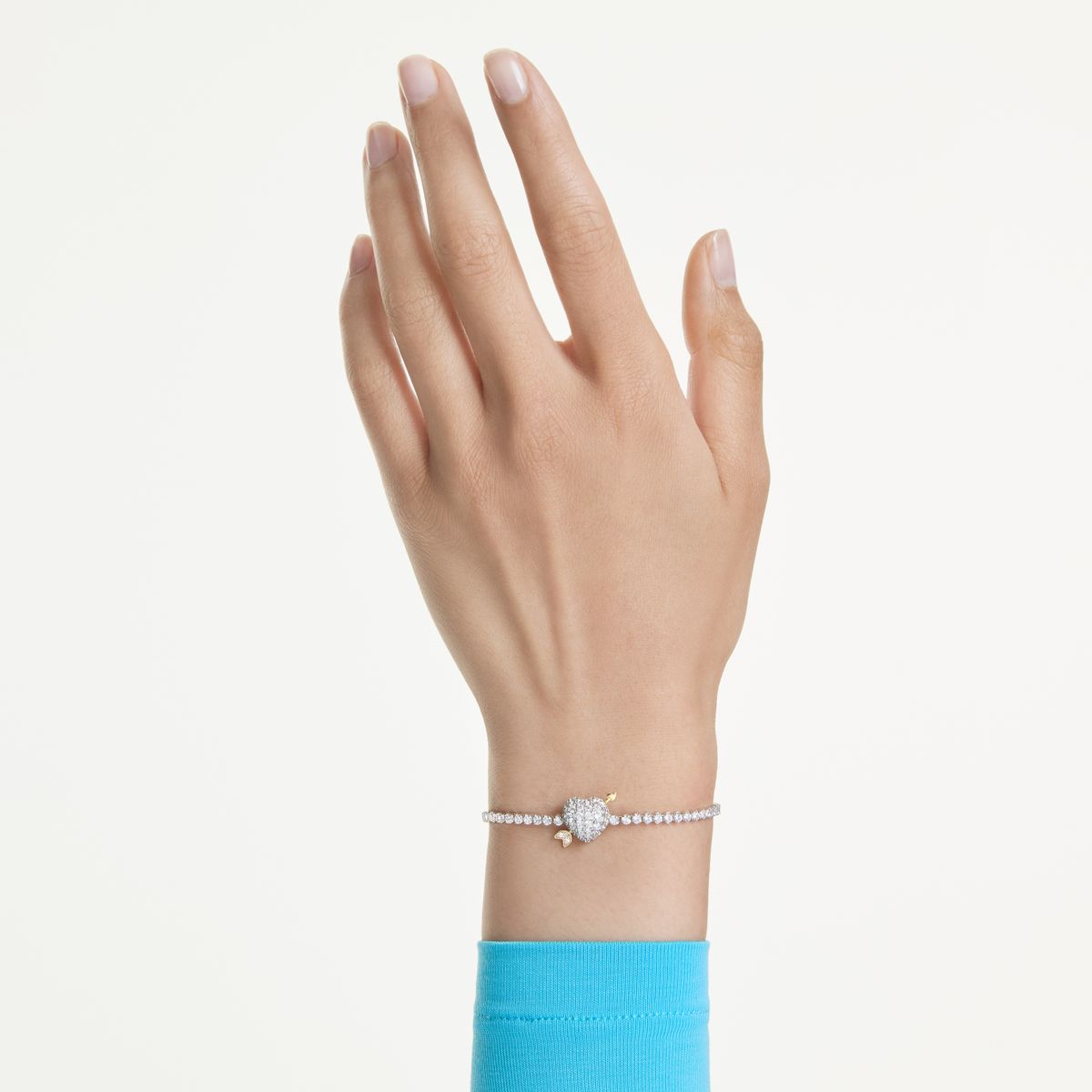 Idyllia bracelet Mixed cuts, Heart with arrow, White, Rhodium plated