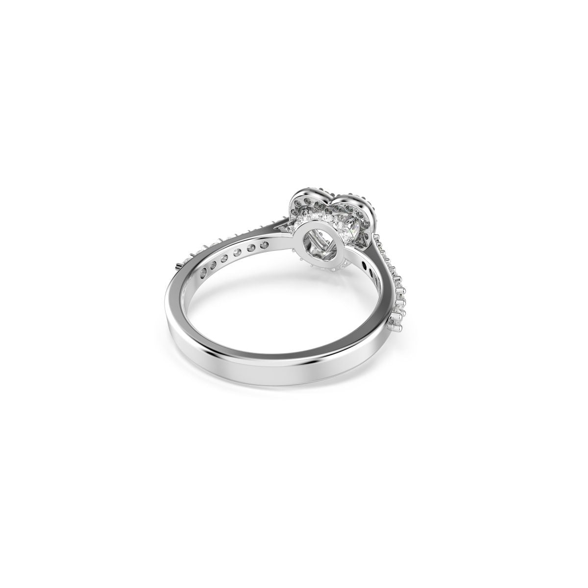 Una Angelic motif ring Mixed cuts, Heart, White, Rhodium plated
