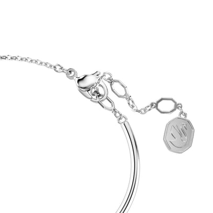 Constella bangle Round cut, Dancing stone, White, Rhodium plated