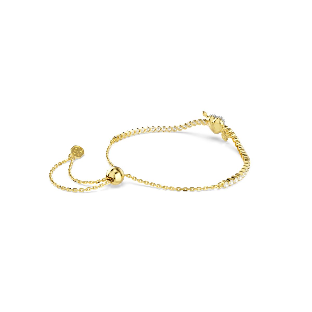 Idyllia bracelet Mixed cuts, Heart with arrow, White, Gold-tone plated