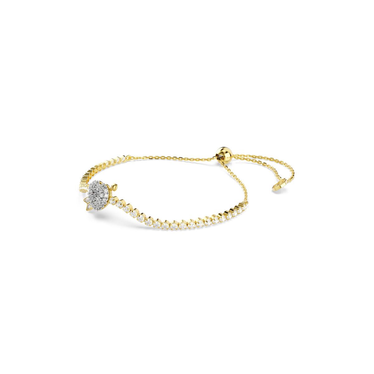 Idyllia bracelet Mixed cuts, Heart with arrow, White, Gold-tone plated