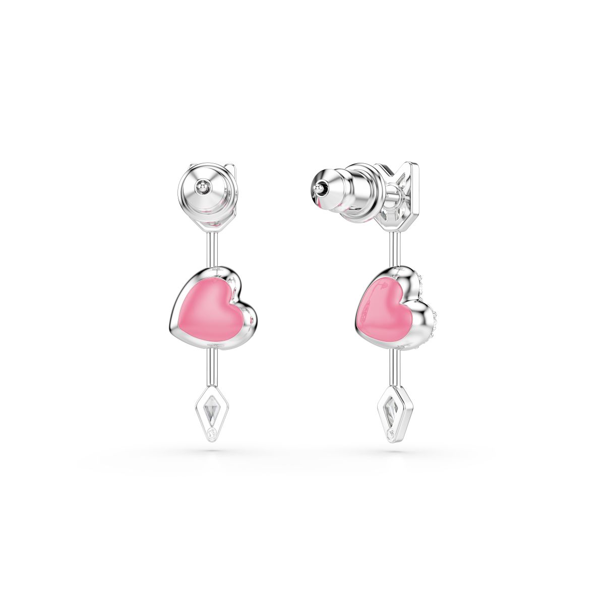 Idyllia drop earrings Mixed cuts, Heart with arrow, White, Rhodium plated