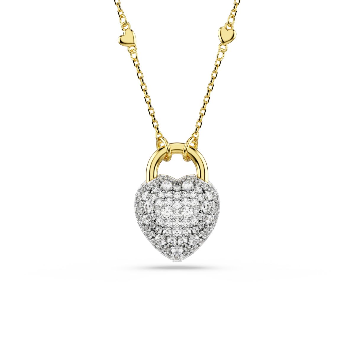 Idyllia pendant Mixed cuts, Heart, White, Gold-tone plated
