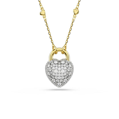 Idyllia pendant Mixed cuts, Heart, White, Gold-tone plated