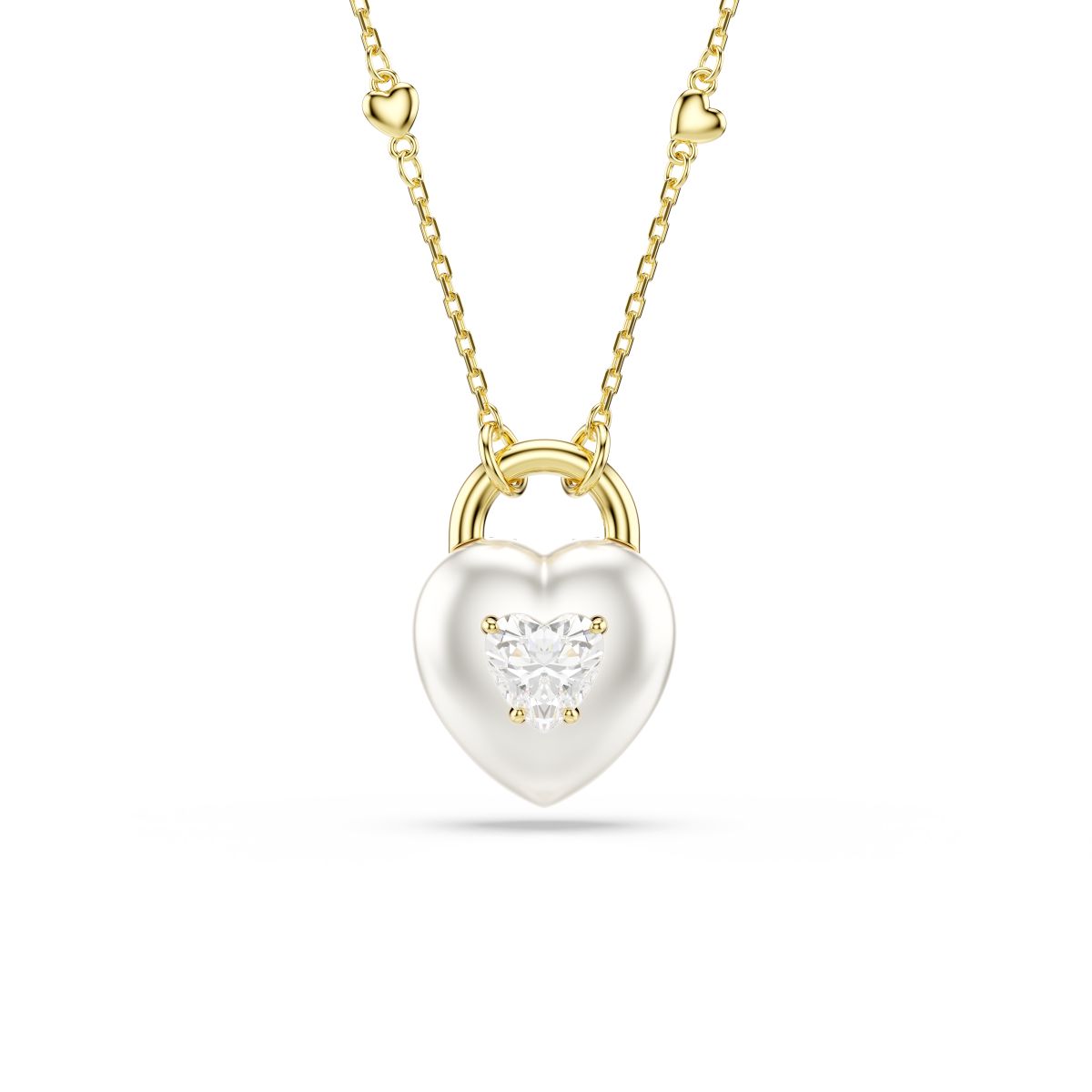 Idyllia pendant Mixed cuts, Heart, White, Gold-tone plated