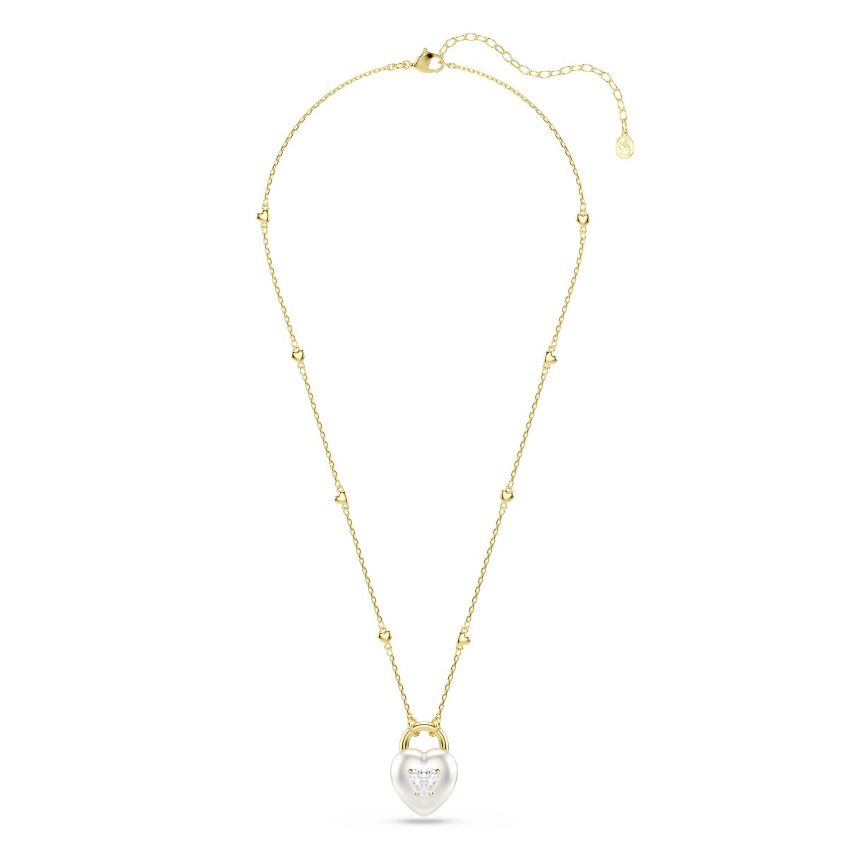 Idyllia pendant Mixed cuts, Heart, White, Gold-tone plated