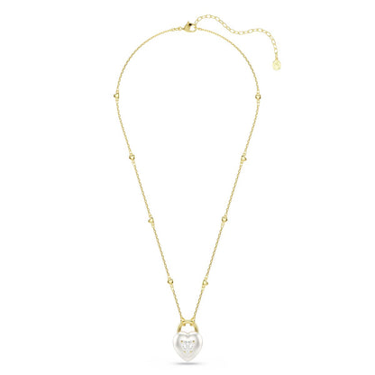Idyllia pendant Mixed cuts, Heart, White, Gold-tone plated