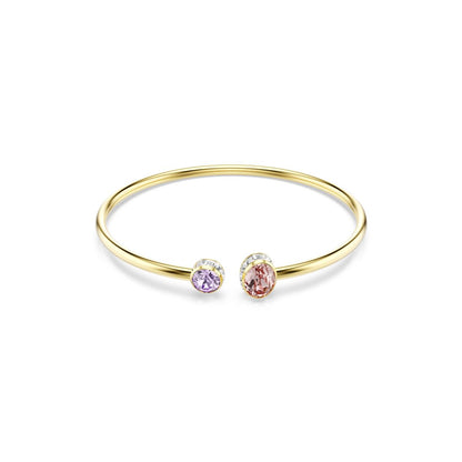 Chroma bangle Mixed cuts, Multicolored, Gold-tone plated