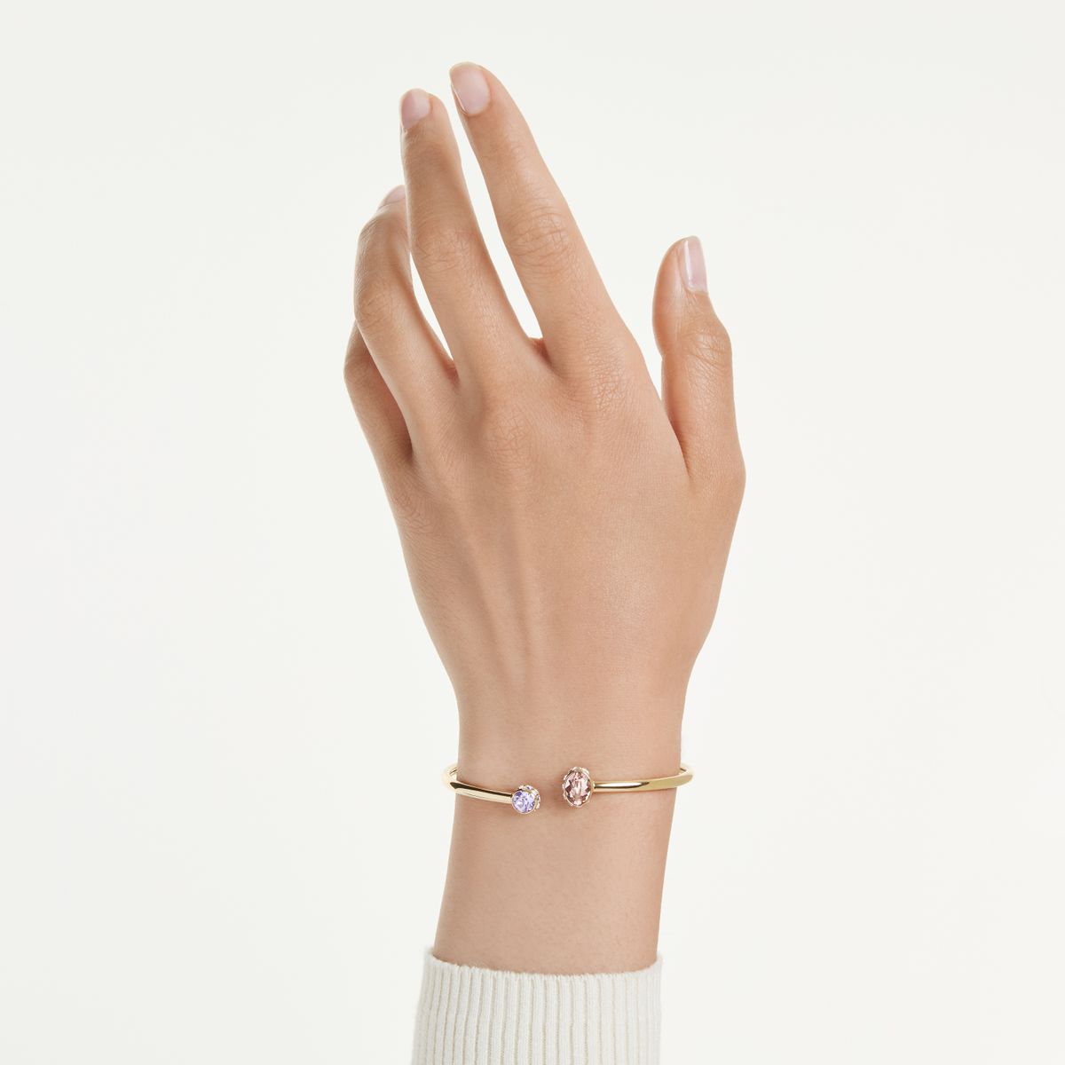Chroma bangle Mixed cuts, Multicolored, Gold-tone plated