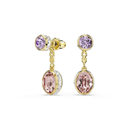 Chroma drop earrings Mixed cuts, Multicolored, Gold-tone plated