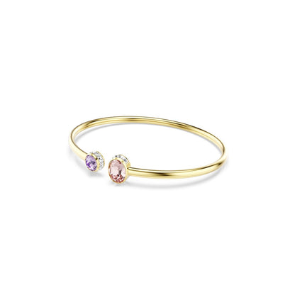 Chroma bangle Mixed cuts, Multicolored, Gold-tone plated