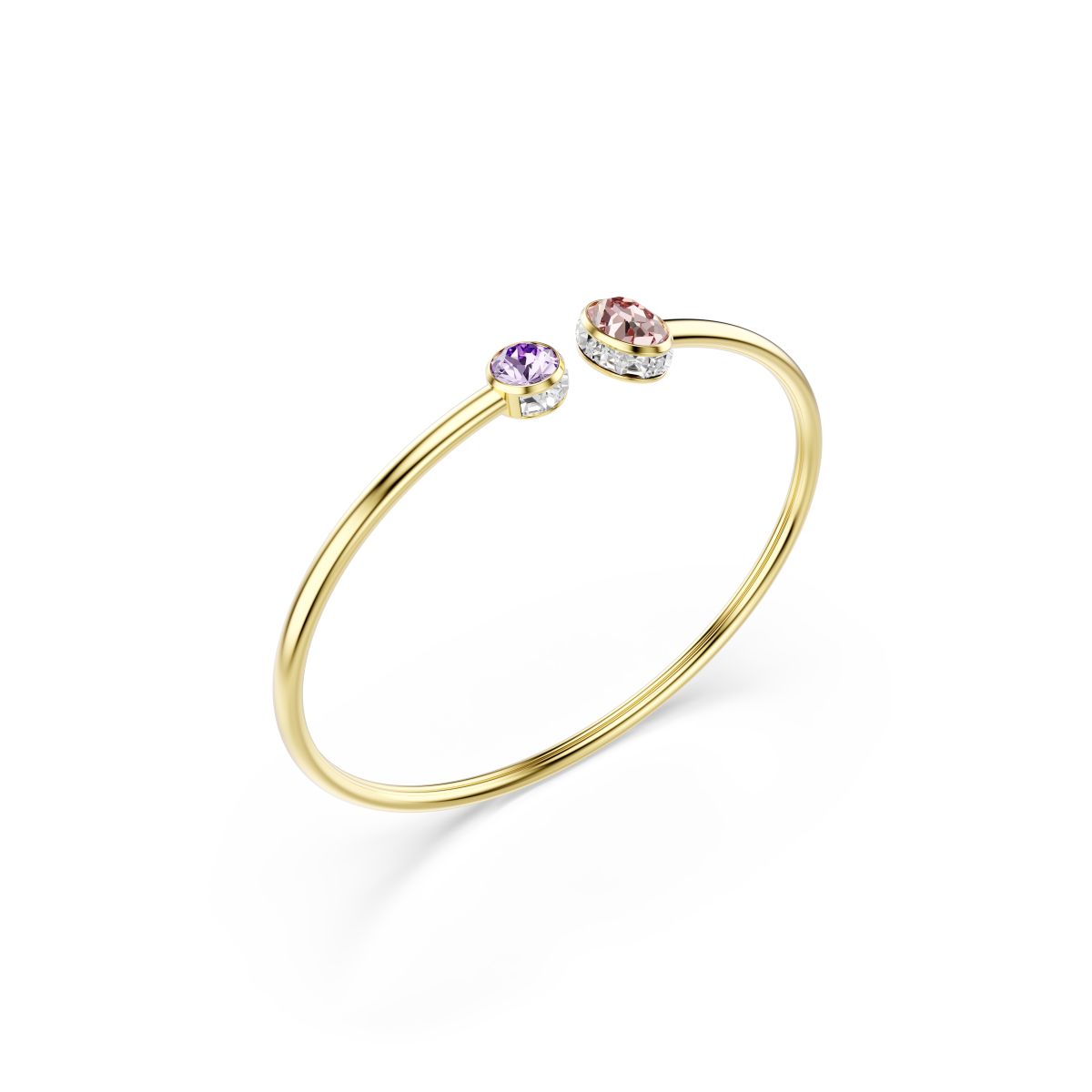 Chroma bangle Mixed cuts, Multicolored, Gold-tone plated