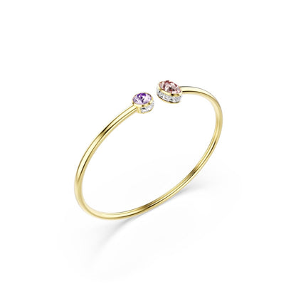 Chroma bangle Mixed cuts, Multicolored, Gold-tone plated