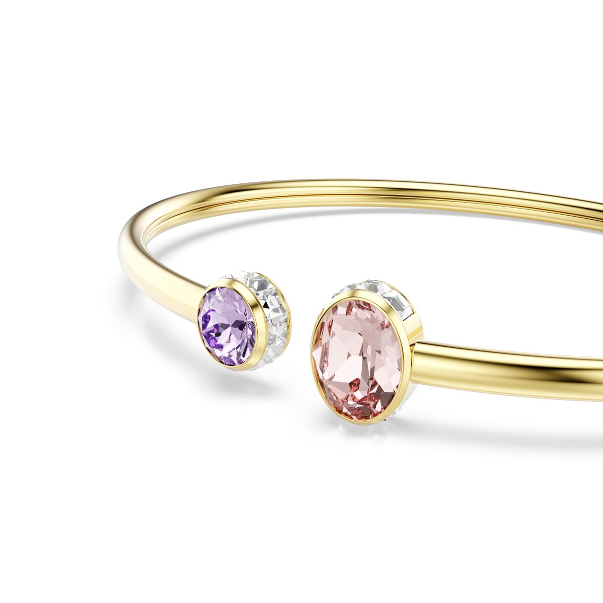 Chroma bangle Mixed cuts, Multicolored, Gold-tone plated