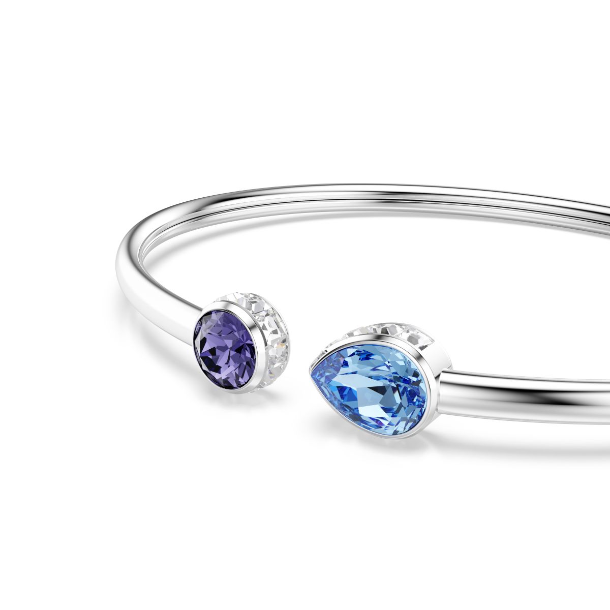 Chroma bangle Mixed cuts, Multicolored, Rhodium plated