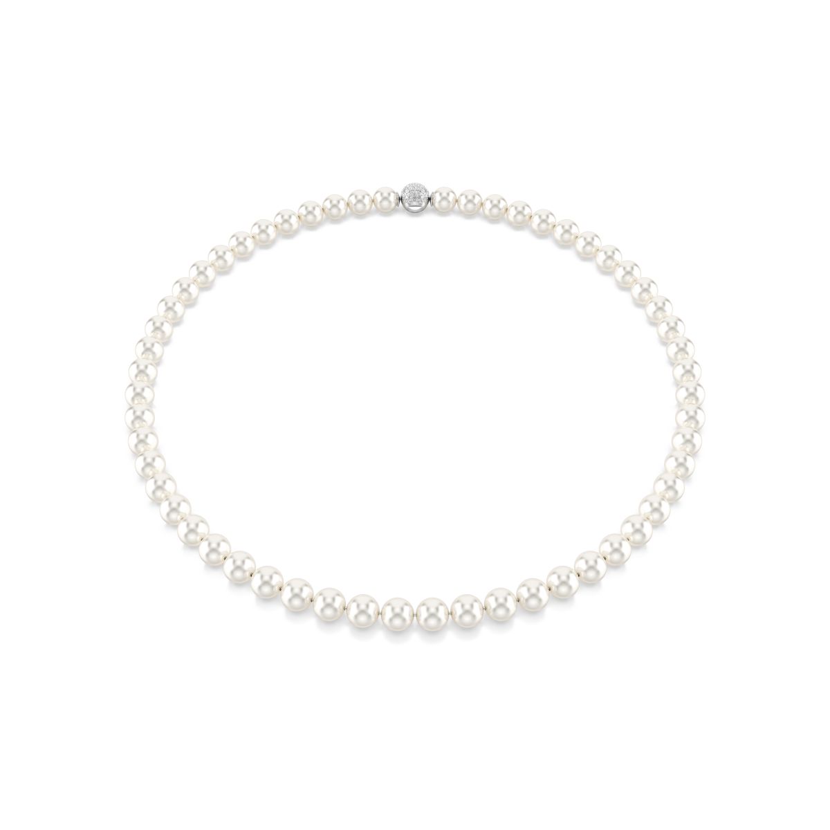 Matrix necklace Crystal pearl, White, Rhodium plated