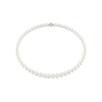 Matrix necklace Crystal pearl, White, Rhodium plated