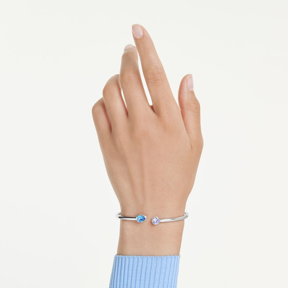Chroma bangle Mixed cuts, Multicolored, Rhodium plated