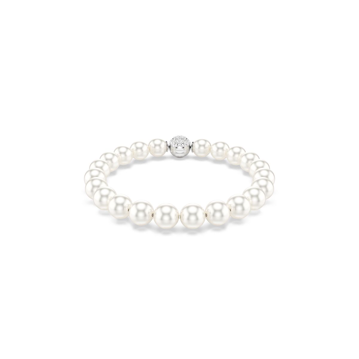 Matrix bracelet Crystal pearl, White, Rhodium plated