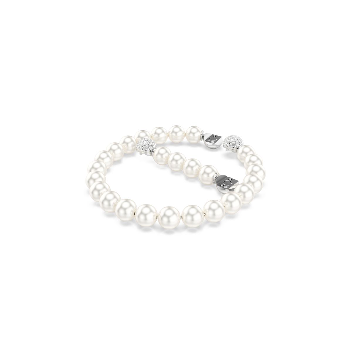 Matrix bracelet Crystal pearl, White, Rhodium plated