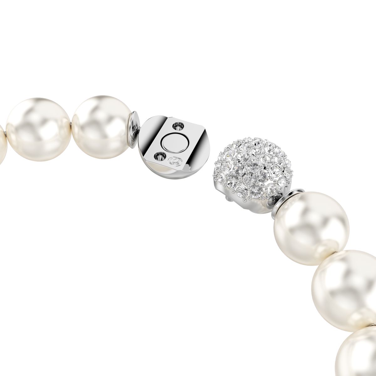 Matrix bracelet Crystal pearl, White, Rhodium plated