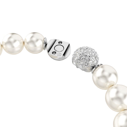 Matrix bracelet Crystal pearl, White, Rhodium plated