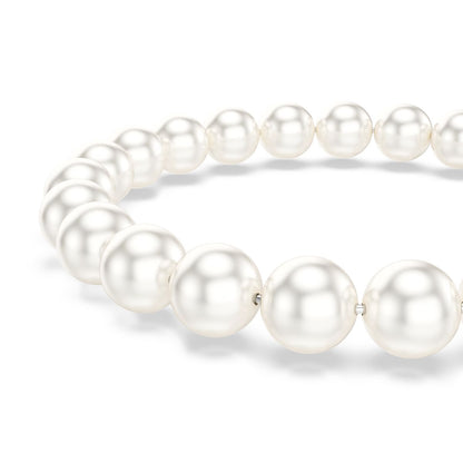 Matrix bracelet Crystal pearl, White, Rhodium plated