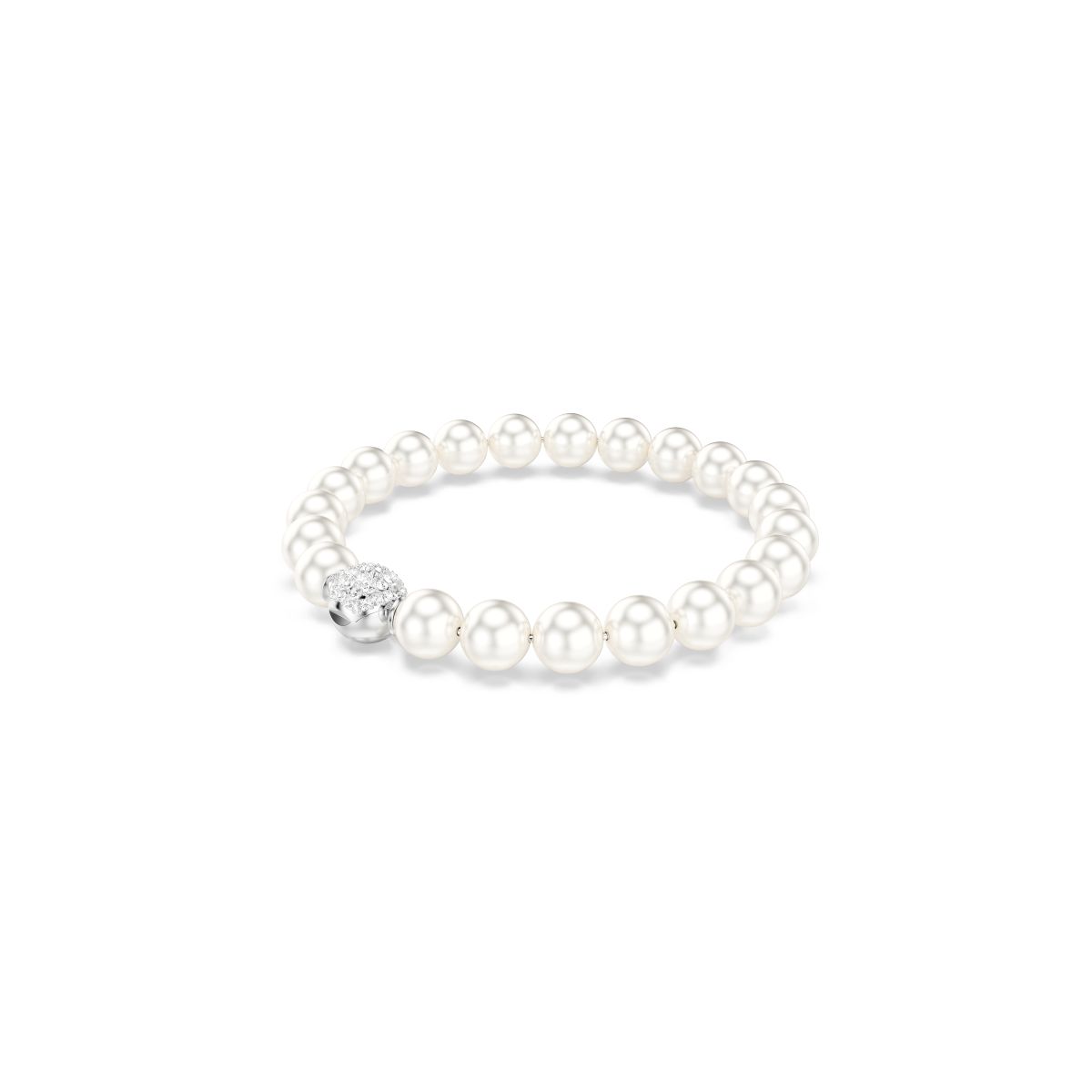 Matrix bracelet Crystal pearl, White, Rhodium plated