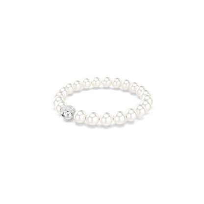 Matrix bracelet Crystal pearl, White, Rhodium plated