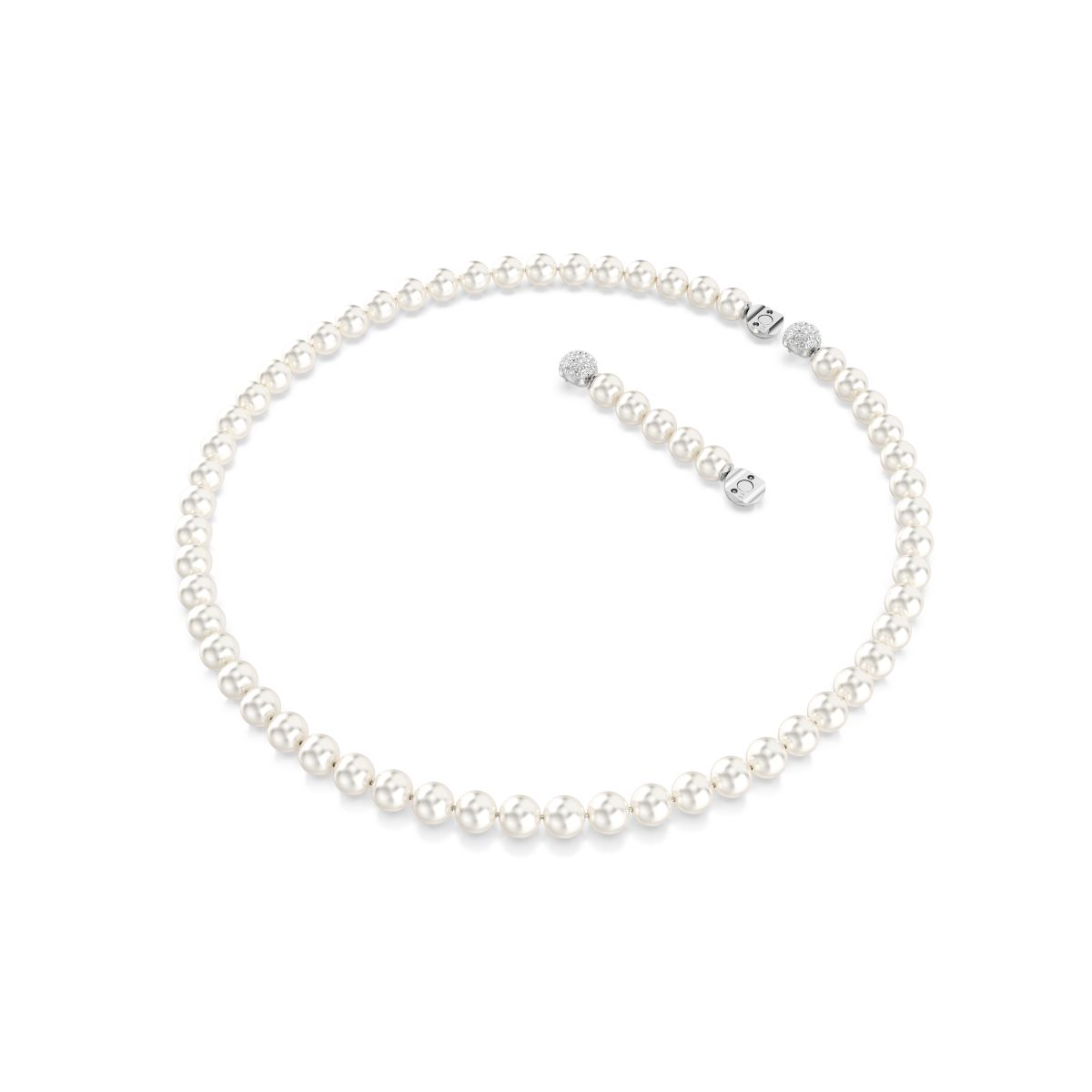 Matrix necklace Crystal pearl, White, Rhodium plated