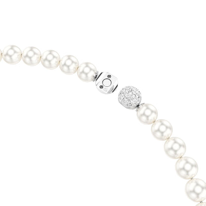 Matrix necklace Crystal pearl, White, Rhodium plated
