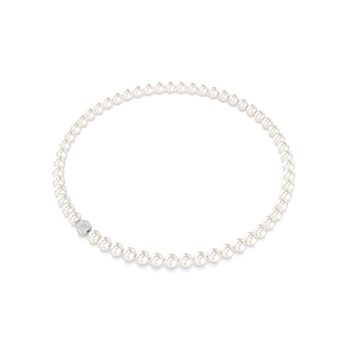 Matrix necklace Crystal pearl, White, Rhodium plated