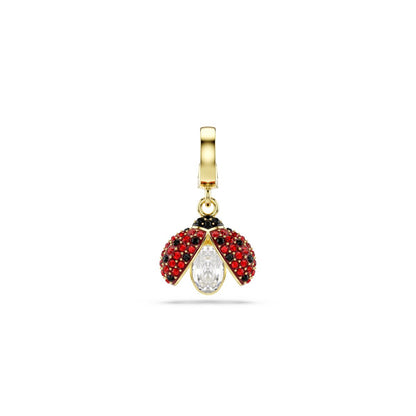 Idyllia charm Mixed cuts, Ladybug, Red, Gold-tone plated