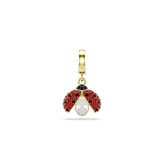 Idyllia charm Mixed cuts, Ladybug, Red, Gold-tone plated