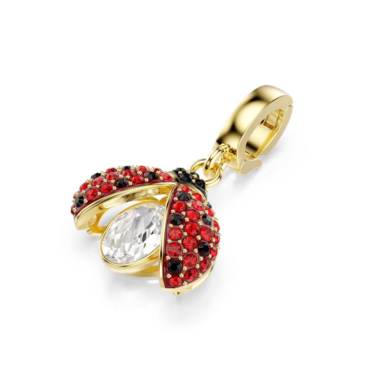 Idyllia charm Mixed cuts, Ladybug, Red, Gold-tone plated