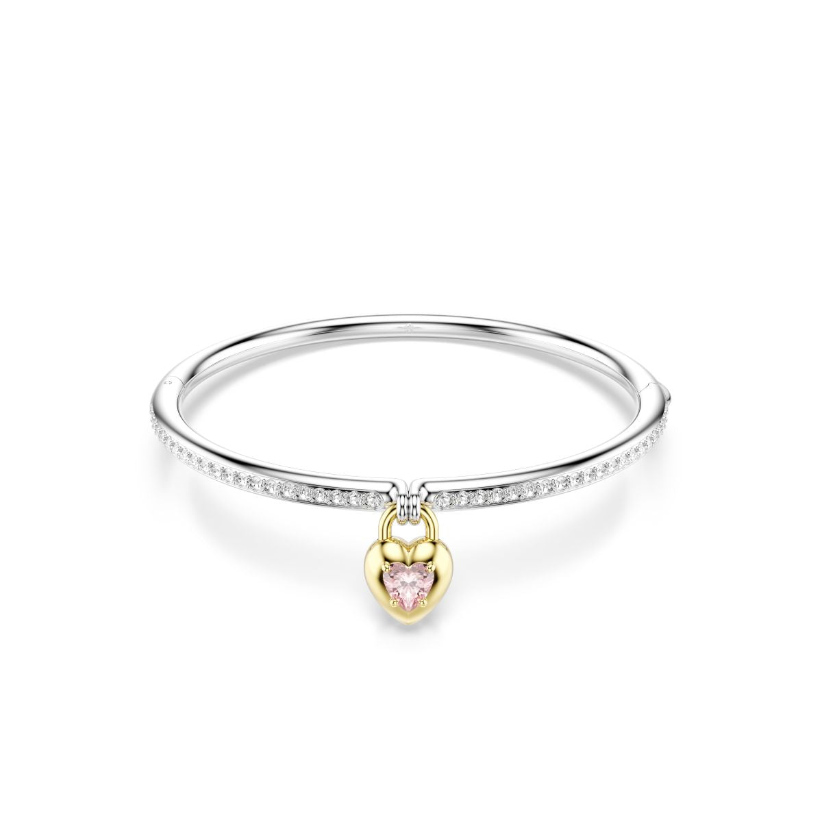 Idyllia bangle Mixed cuts, Heart, Pink, Mixed metal finish