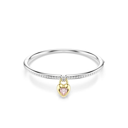 Idyllia bangle Mixed cuts, Heart, Pink, Mixed metal finish